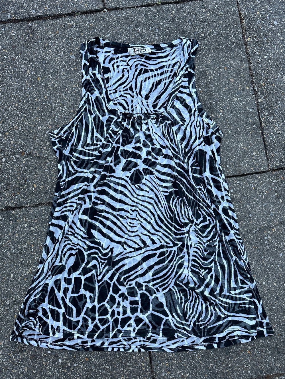 Pathway Sheer Black & White Mixed Animal Print Mesh Tank Top - Fits Medium
